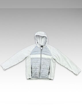 New Balance Men’s Light Gray Quilted & Knit Hoodie – Size Small